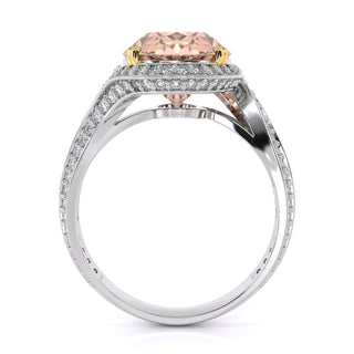 Oval Cut Halo Gemstone Engagement Ring with Pavé Split Shank