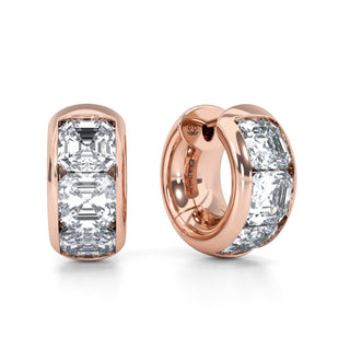 Asscher Cut Diamond Huggie Earrings 3.84 ct