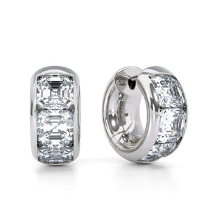 Asscher Cut Diamond Huggie Earrings 3.84 ct