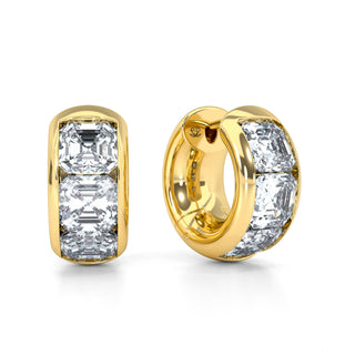Asscher Cut Diamond Huggie Earrings 3.84 ct