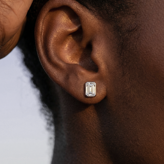 Emerald Cut Bezel Stud Earrings 1.0 ct. tw.
