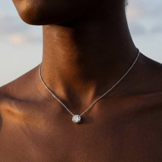Bezel Set Round Diamond Pendant Necklace 2.0 ct