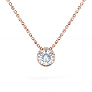 Bezel Set Round Diamond Pendant Necklace 2.0 ct