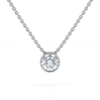 Bezel Set Round Diamond Pendant Necklace 1.0 ct