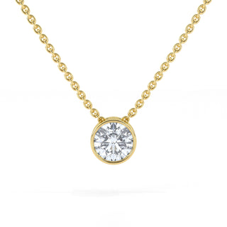 Bezel Set Round Diamond Pendant Necklace 2.0 ct