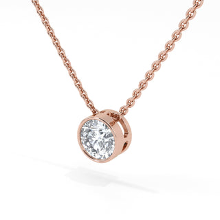 Bezel Set Round Diamond Pendant Necklace 1.5 ct