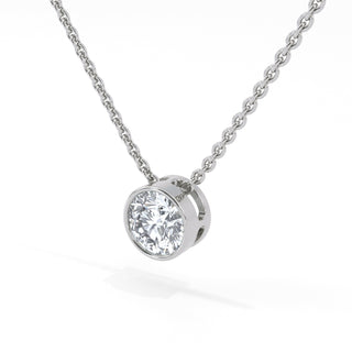 Bezel Set Round Diamond Pendant Necklace 2.0 ct