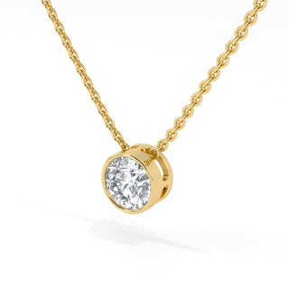 Bezel Set Round Diamond Pendant Necklace 2.0 ct