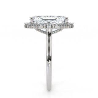 5.5 ct Radiant Lab Grown Diamond Antwerpen V Pavé Engagement Ring | 5.84 ct tw