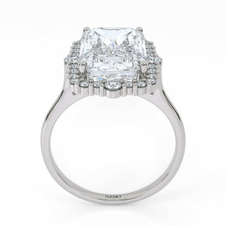5.5 ct Radiant Lab Grown Diamond Antwerpen V Pavé Engagement Ring | 5.84 ct tw