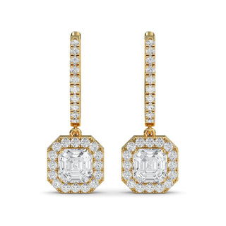 Asscher Cut Halo Drop Earrings 2.78 ct. tw.