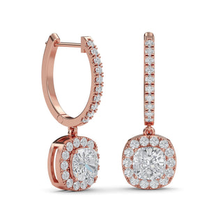 Cushion Cut Halo Drop Earrings 2.72 ct. tw.