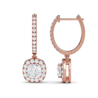 Cushion Cut Halo Drop Earrings 2.72 ct. tw.
