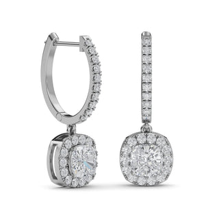 Cushion Cut Halo Drop Earrings 2.72 ct. tw.