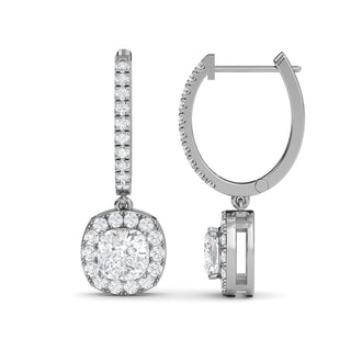 Cushion Cut Halo Drop Earrings 2.72 ct. tw.