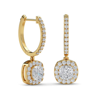 Cushion Cut Halo Drop Earrings 2.72 ct. tw.