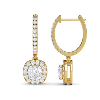 Cushion Cut Halo Drop Earrings 2.72 ct. tw.