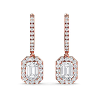 Radiant Cut Halo Drop Earrings 3.00 ct. tw.