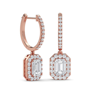 Radiant Cut Halo Drop Earrings 3.00 ct. tw.