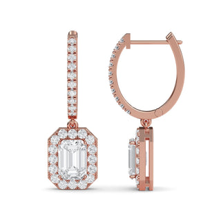 Radiant Cut Halo Drop Earrings 3.00 ct. tw.