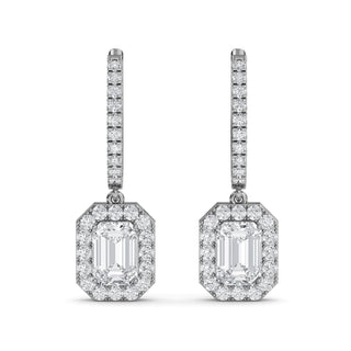 Radiant Cut Halo Drop Earrings 3.00 ct. tw.