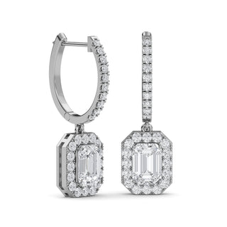 Radiant Cut Halo Drop Earrings 3.00 ct. tw.