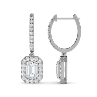 Radiant Cut Halo Drop Earrings 3.00 ct. tw.