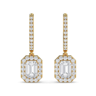 Radiant Cut Halo Drop Earrings 3.00 ct. tw.