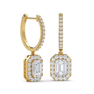 Radiant Cut Halo Drop Earrings 3.00 ct. tw.