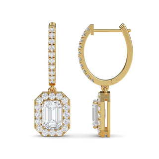Radiant Cut Halo Drop Earrings 3.00 ct. tw.