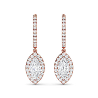 Marquise Cut Halo Drop Earrings 2.84 ct. tw.