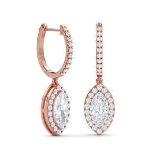 Marquise Cut Halo Drop Earrings 2.84 ct. tw.