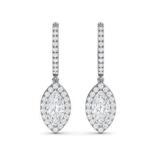Marquise Cut Halo Drop Earrings 2.84 ct. tw.