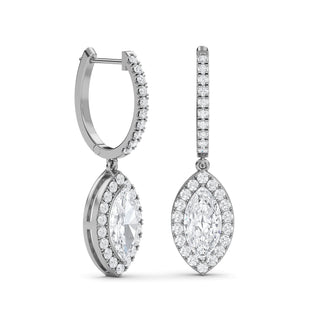 Marquise Cut Halo Drop Earrings 2.84 ct. tw.