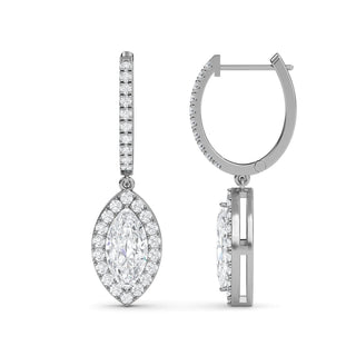 Marquise Cut Halo Drop Earrings 2.84 ct. tw.