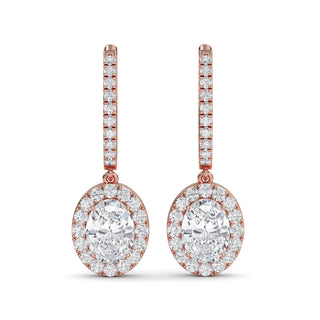 Oval Cut Halo Drop Earrings 3.00 ct. tw.