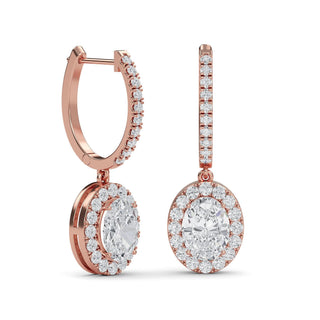 Oval Cut Halo Drop Earrings 3.00 ct. tw.