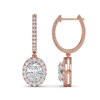 Oval Cut Halo Drop Earrings 3.00 ct. tw.