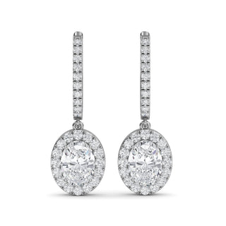 Oval Cut Halo Drop Earrings 3.00 ct. tw.