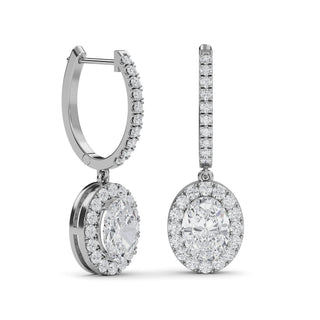 Oval Cut Halo Drop Earrings 3.00 ct. tw.