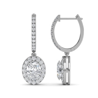 Oval Cut Halo Drop Earrings 3.00 ct. tw.