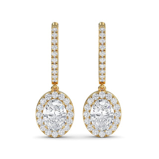 Oval Cut Halo Drop Earrings 3.00 ct. tw.