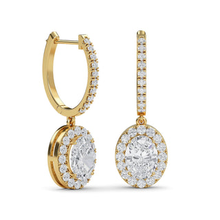 Oval Cut Halo Drop Earrings 3.00 ct. tw.