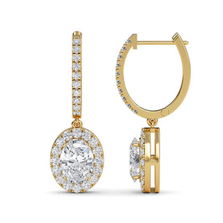 Oval Cut Halo Drop Earrings 3.00 ct. tw.