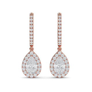 Pear Cut Halo Drop Earrings 2.58 ct. tw.