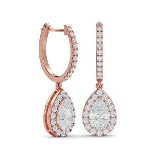 Pear Cut Halo Drop Earrings 2.58 ct. tw.