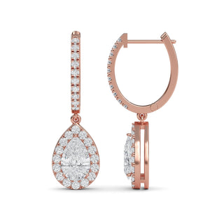Pear Cut Halo Drop Earrings 2.58 ct. tw.