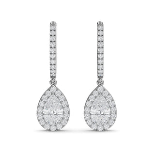 Pear Cut Halo Drop Earrings 2.58 ct. tw.