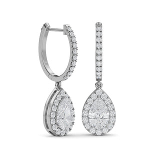 Pear Cut Halo Drop Earrings 2.58 ct. tw.