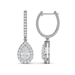 Pear Cut Halo Drop Earrings 2.58 ct. tw.